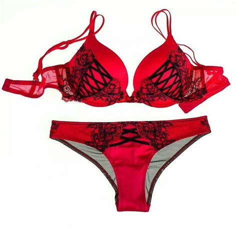 rouge red lingerie bra set hubby bikinis swimwear fashion red lingerie moda