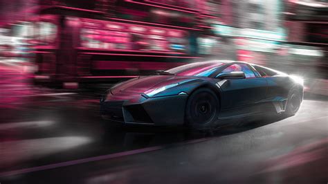 4k Free Download Lamborghini Reventon Blue Sportscar Art Hd