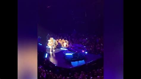 Lady Gaga Falls Off Stage With Fan In Las Vegas During Concert Youtube