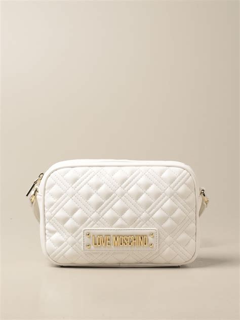 Love Moschino Crossbody Bag In Quilted Synthetic Leather White