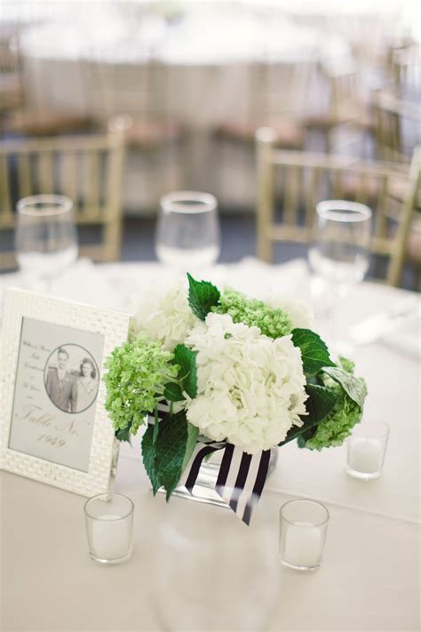 traditional white and green hydrangea centerpieces