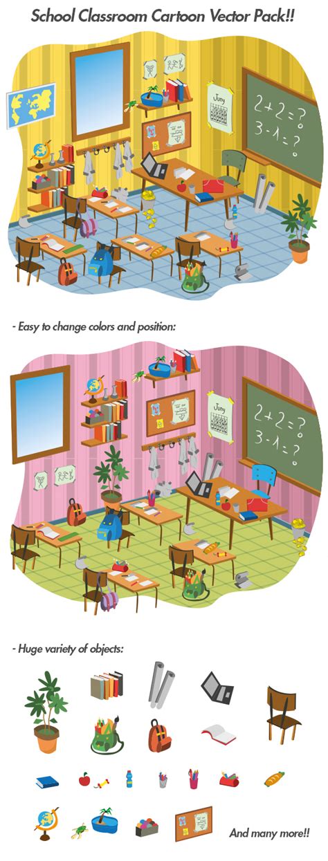6,000+ vectors, stock photos & psd files. School Classroom Cartoon Vector Pack on Pantone Canvas Gallery