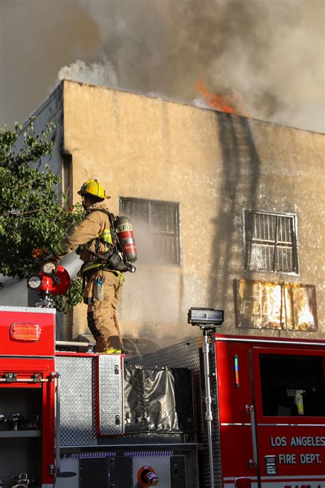 Downtown La Firefighters Battle Intense Flames Fueled By T Flickr