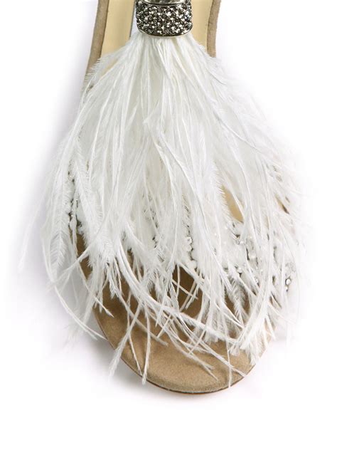 Lyst Jimmy Choo Viola 110 Embellished Suede Feather Tassel Sandals In