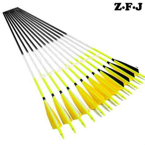 12pcs Spine 300 340 400 500 600 Carbon Arrows 5inch Turkey Feathers Id