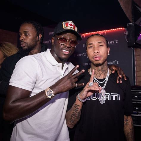 Tyga with Manchester City's Benjamin Mendy Photo: Facebook Jimmy'z