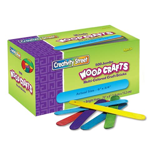 Colored Jumbo Wood Craft Sticks 500 Pcs