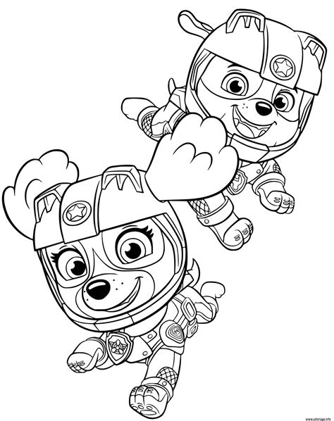 Coloriage Stella Ruben Moto Pups Sky Rubble Dessin Pat Patrouille à