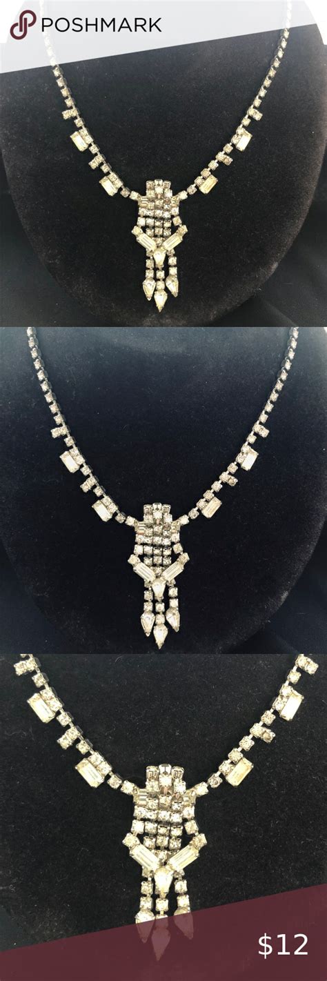 Costume Jewelry Vintage Art Deco Diamond Womens Jewelry Necklace