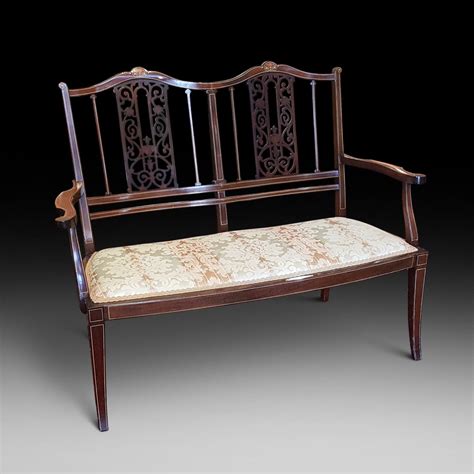 The queen showed more interest in dark shades and complex structures. Edwardian Inlaid Mahogany Two Seater Sofa - Antiques Atlas