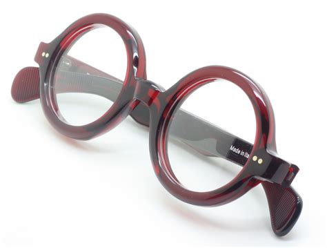thick rimmed true round 180e style italian acetate eyewear by beuren big round in a deep red