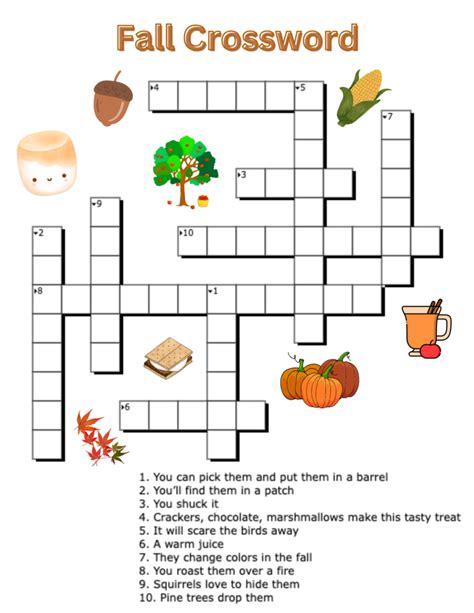 Welcome The Fall Season With A Kids Printable Crossword Puzzle Litl