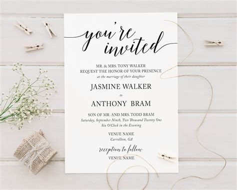 Simple Wedding Invitations And Rsvp Card Set Youre Invited Wedding