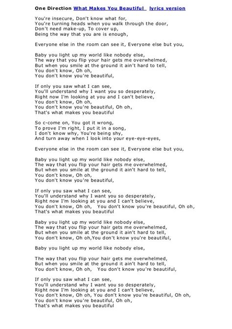 One Direction What Makes You Beautiful Paroles - Communauté MCMS