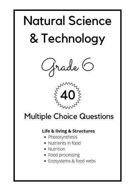 Natural Science And Technology Grade 6 Multiple Choice Questions Life