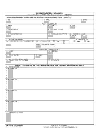 Army Award Form Fillable Printable Pdf Forms Handypdf My Xxx Hot Girl