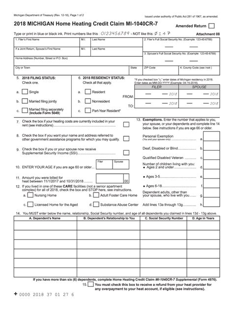 2018 Form Mi Mi 1040cr 7 Fill Online Printable Fillable Blank