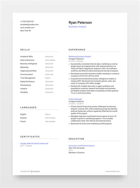 Free Resume Template 12 | Wozber | Resume template free, Resume template, Modern resume template