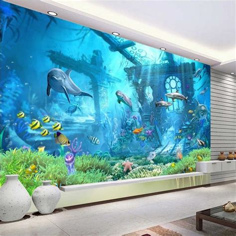 beibehang large custom wallpaper mural underwater world 3d 3d underwater world background wall