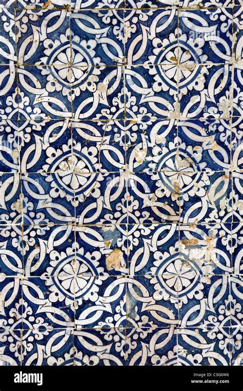 Mural Of Vintage Portuguese Blue Tiles Azulejo Stock Photo Alamy