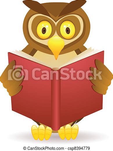 Owl Reading A Book Owl Cartoon Of Owl Reading Book Canstock