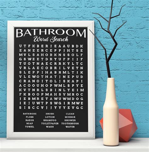 Printable Bathroom Word Search 17 Most Common Frame Sizes Pdf Instant