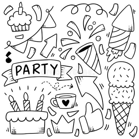 07 09 014 Hand Drawn Party Doodle Happy Birthday Ornaments Background