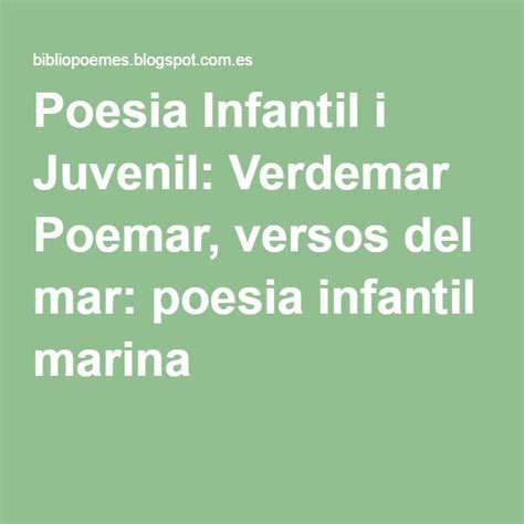 Poesia Infantil I Juvenil Verdemar Poemar Versos Del Mar Poesia