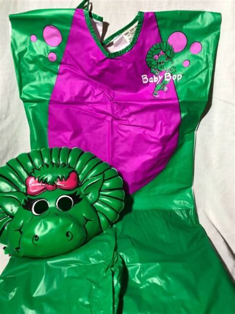 Vtg 1992 Old Style Plastic Barney Baby Bop Dinosaur Costume Lyons Group