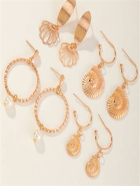 Buy URBANIC Set Of 4 Gold Toned Earrings Earrings For Women 15084952