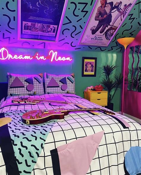 80s Neon Bedroom 80s Themed Bedroom Funky Bedroom Retro Bedrooms