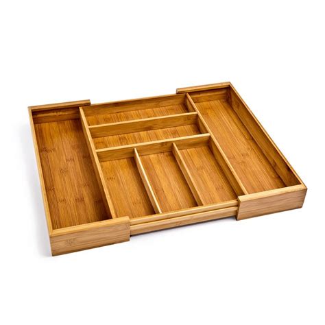 Seville Classics Natural Bamboo Drawer Organizer 7 Compartments