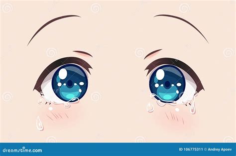 Crying Eyes Anime Manga Girls Cartoon Vector
