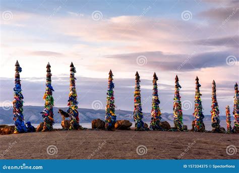 Sacred Buryat Place On Olkhon Island With Beautiful Sky And Clouds