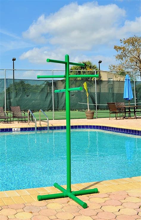 Pool Spa Towel Rack Green Premium Extra Tall Towel Tree Outdoor Pvc