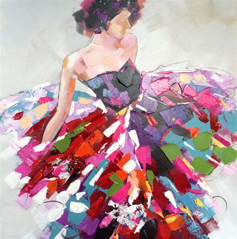 Vibrant Dresses Hand Painted Canvas Art Contemporary Paintings