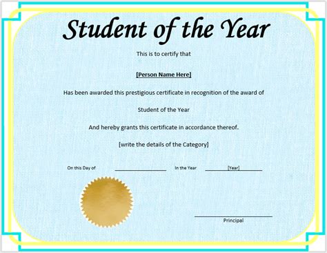 Best Student Certificate Templates My Word Templates