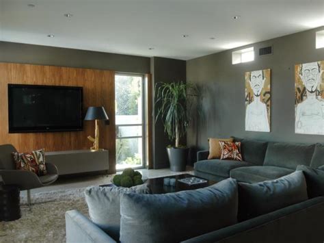 Modern Grey Living Room With Flat Screen Tv Hgtv
