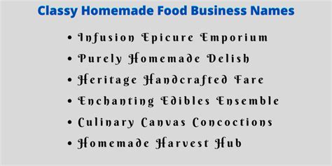Homemade Food Business Names Ideas To Pick From