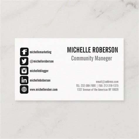 Social Media Symbols Business Card