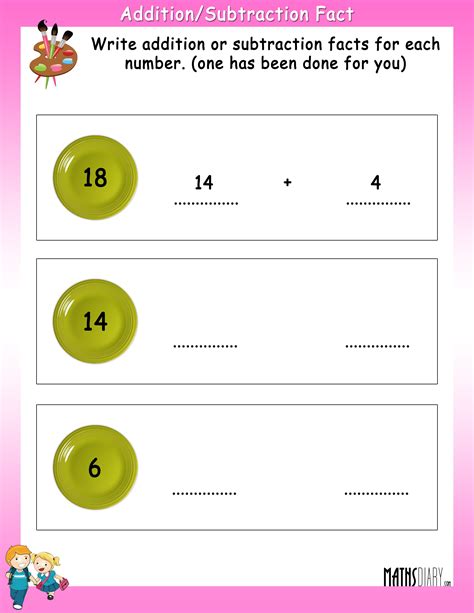 Write Addition Or Subtraction Fact For Each Number Math Worksheets