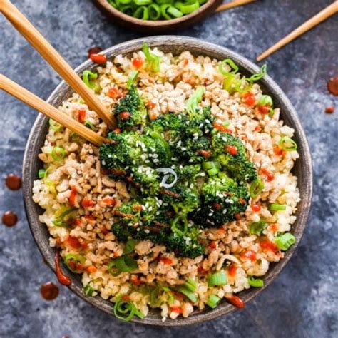 Asian Ground Turkey And Broccoli Cauliflower Rice Bowls Recipe Runner