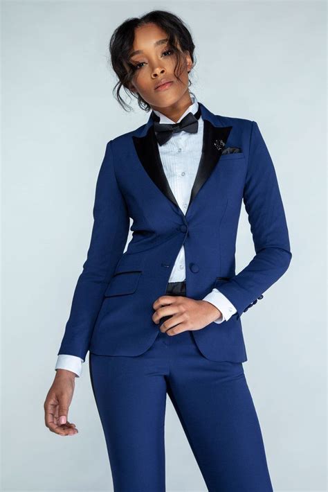 Royal Navy And Black Peak Lapel Tuxedo Jacket Tuxedo Women Suits For Women Woman Suit Fashion