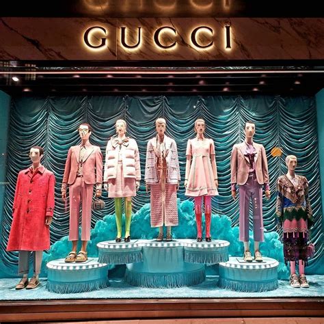 Abstract Female Mannequins Window Display At Gucci Fashion Window