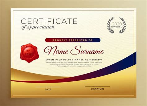 Download Premium Golden Certificate Of Appreciation Template For Free