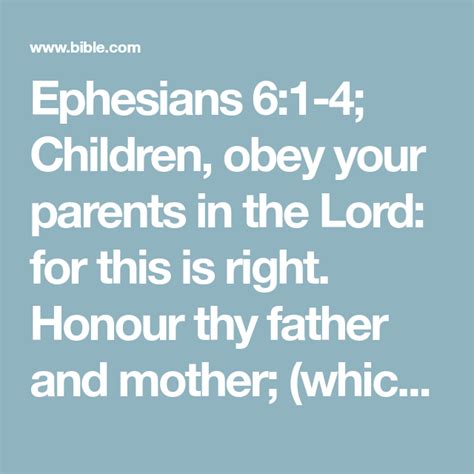 Ephesians 61 4 Children Obey Your Parents In The Lord For This Is
