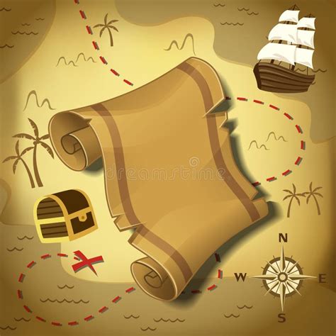 Pirates Treasure Map Stock Vector Illustration Of Album