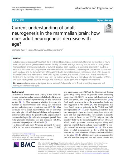 Pdf Current Understanding Of Adult Neurogenesis In The Mammalian