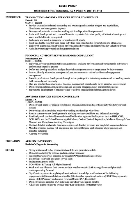The consultancy industry is fierce. Advisory Services Senior Consultant Resume Samples | Velvet Jobs