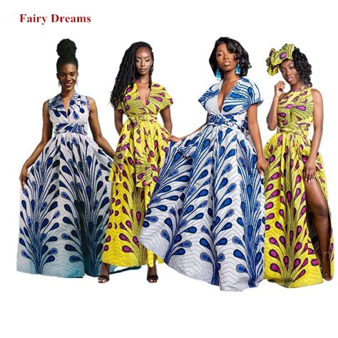 Long African Dresses Women Traditional African Clothing Dashiki Ankara Maxi Sundress Elegant